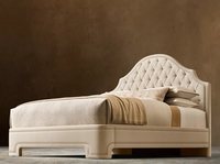 Lit Queen Rhoohill personnalisé, style américain classique, meubles artisanaux simples, cadre en bois massif, tissu en lin pour lit King