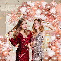 Kit de guirlande de ballons romantiques en or rose, ballons en mylar à effet éclatant, ballons à confettis pour la décoration d'anniversaire de fille, de mariage ou de baby shower