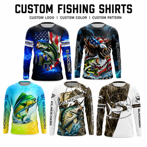 เสื้อตกปลาแห้งเร็วแบบกำหนดเองสำหรับผู้ชาย UPF50+ ป้องกันแสงแดด แขนยาว สำหรับตก<span class=keywords><strong>ปลา</strong></span>เบส - รับผลิตจำนวนมากแบบ OEM - Product Image 1