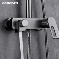 Ensemble de douche complet de luxe en laiton pour salle de bain, avec douchette à main et douche pluie murale, 3 fonctions, pour appartement et projet hôtelier