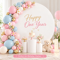 Penutup Lengkung Bulat Grosir untuk Dekorasi Pesta Pernikahan, Ulang Tahun, dan Baby Shower, Bahan Kain Polyester Stretch