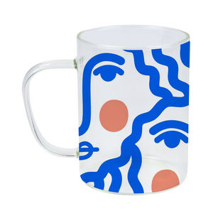 Tasse en verre imprimé avec Logo personnalisé, pour le café au lait, le thé ou le lait, avec poignée, bonne qualité, vente en gros, 1 unité - Product Image 2
