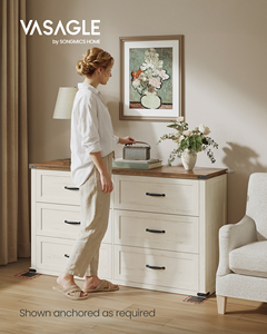 Commode 6 tiroirs LIRY Collection pour chambre et salon, 54 pouces de large, style ferme moderne, écologique, poignées en acier - Product Image 1