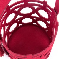 Keranjang Pernikahan dari Kain Felt Daur Ulang Ramah Lingkungan, Potongan Laser, Warna Merah Keberuntungan, Grosir, Logo Custom, Langsung dari Pabrik, Hadiah, Tas Jinjing