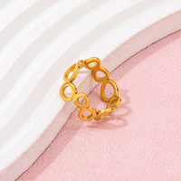 Haut de gamme 18K plaine or creux emboîtement cercle anneau en acier inoxydable à la mode Simple plaqué or bijoux