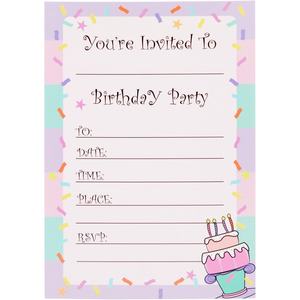 Invitaciones <span class=keywords><strong>de</strong></span> <span class=keywords><strong>Cumpleaños</strong></span> para Niñas - Divertidas Invitaciones con Diseño <span class=keywords><strong>de</strong></span> Pastel y Confeti - Invitaciones <span class=keywords><strong>de</strong></span> Fiesta en Cartulina Resistente - Product Image 5