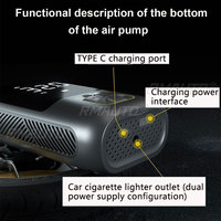 Compresseur d'air électrique portable avec pompe à air multifonction LED pour vélo, automobile, voiture, gonfleur Type-C 12V, maison intelligente