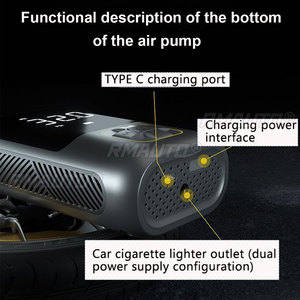 Compresseur d'air électrique portable avec pompe à air multifonction LED pour vélo, automobile, voiture, gonfleur Type-C 12V, maison intelligente - Product Image 5