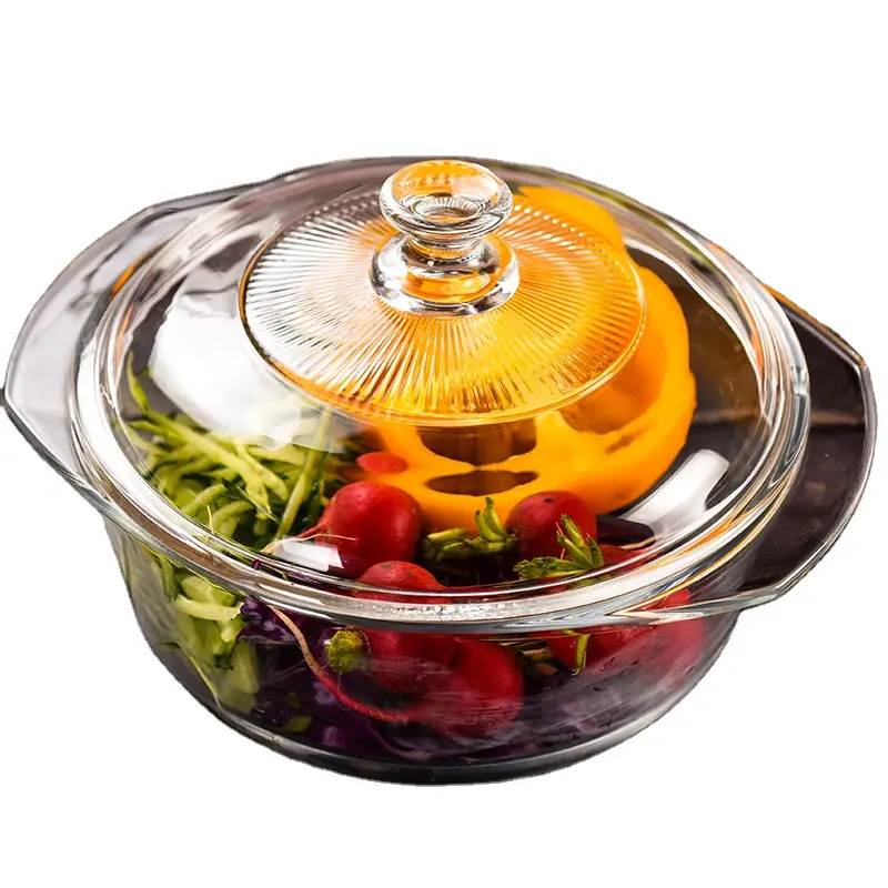 Kitchen cookware handle high quality transparent heat-resistant cooking glass boiling pot glass cooking pot set