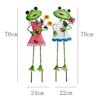 Oniya Jolie Sculpture de Jardin en Métal en Forme de Grenouille, Couple d'Animaux de Dessin Animé, pour Jardin, Pelouse, Cour, Pot de Fleurs, Ornement Décoratif