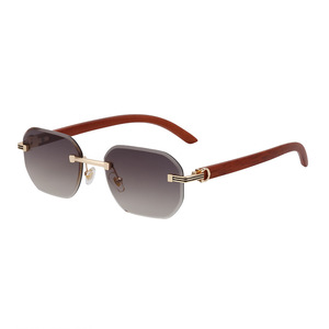 Gafas de Sol Poligonales Europeas Americanas 2026, Protección UV400, Patillas con Diseño de Madera, Transparentes/Marrones, Modernas para Hombre y Mujer - Product Image 5