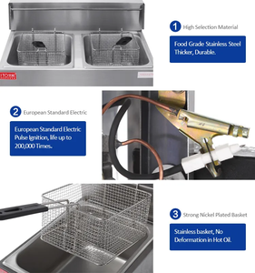 Fabricant professionnel de friteuses à gaz à double cuve, <span class=keywords><strong>friteuse</strong></span> à beignets au diesel et au <span class=keywords><strong>propane</strong></span> de 12 litres à <span class=keywords><strong>vendre</strong></span> - Product Image 4