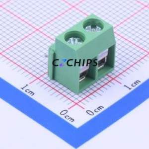 WJ126R-5.0-2P <b>Screw</b> Terminal <b>Block</b> Bent Lead Through Hole,P=5mm Connector ( Construction: 1x2P )( Pitch: 5mm )( Color: Green ) - Product Image 1