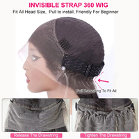 Perruque sans colle à dentelle complète 360 de densité 250, avec sangle invisible et cordon de serrage frontal invisible, cheveux humains lisses crépus