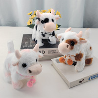 Jouets en peluche vache électrique personnalisés qui parlent, marchent et aboient, animaux de ferme simulés, vache des Highlands marron, poupée interactive en peluche