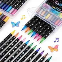 Stylos marqueurs à double pointe scintillants |   120 teintes riches |   Indispensable pour les acheteurs de papeterie à l'étranger et les artistes créatifs