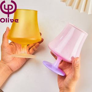 Barra de regalo 450ML 15OZ soplado a mano beber Vintage esmerilado puesta de sol Copa gradiente colorido <span class=keywords><strong>cristal</strong></span> con patas chupito Brandy Snifter - Product Image 2