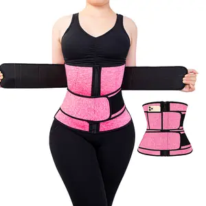 ATBUTY Wholesale Women Neoprene Bulk Pink Waist Trainer Shaper With Phone Pocket Two Belt Plus Size Custom Waist Cincher