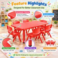 Ensemble table et chaise pour enfants, coloré, moderne, en plastique écologique, mobilier scolaire, maternelle, école préscolaire, salle de classe