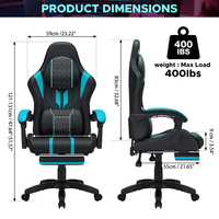 Chaise de jeu ergonomique en cuir avec livraison gratuite, lumières LED RGB, haut-parleurs Bluetooth, repose-pieds, inclinable et pliable