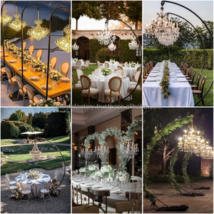 LEDA Outdoor Party Event <b>Backdrop</b> Hanging Cadelabra Chandelier <b>Stand</b> Black for Wedding - Product Image 5