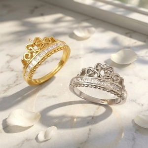 Bague en argent 925 FOXI, fabricant de bagues couronne de princesse et de reine, bague de promesse en CZ, bijoux pour remise de diplôme, commémorations et anniversaires, argent 925 - Product Image 2