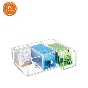 Al por mayor personalizado claro acrílico organizador <span class=keywords><strong>caja</strong></span> <span class=keywords><strong>de</strong></span> té con 4 compartimiento - Product Image 2
