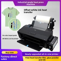 Machine d'impression numérique textile DTF à encre blanche par transfert thermique A3 tout-en-un, imprimante de motifs pour T-shirts de style offset avec tête Epson