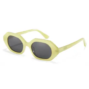 Polarized Hexagon Sunglasses For Women Men Trendy Acetate Oversized Square Shades Uv400 Trendy Gafas De Sol Oculos