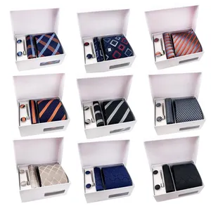 带口袋方形定制男士领带和汉基套装时尚领带口袋方形和袖扣套装礼盒