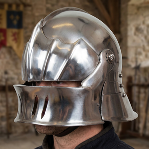 CH Medieval Gothic Sallet Helmet Silver Painted Handmade Metal Vintage India Home Decor Halloween Thanksgiving Valentine's Day - Product Image 1