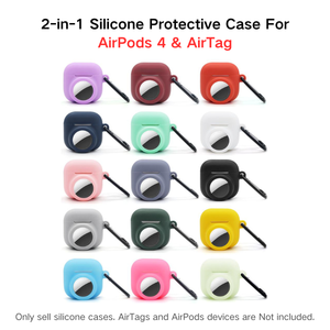 Housse de protection en silicone <span class=keywords><strong>2</strong></span> en 1 compatible avec les <span class=keywords><strong>AirPods</strong></span> 1/<span class=keywords><strong>2</strong></span>/3/4 et AirTag Anti-Scratch Fit Soft Touch Bluetooth Headphone Cover - Product Image 6