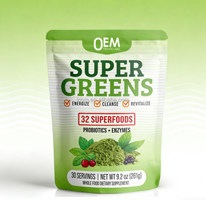 Super Greens y Probióticos en Polvo para la Salud Intestinal, Energía y Desintoxicación |   Fórmula Todo en Uno OEM/ODM con Enzimas, Fábrica con Certificación GMP - Product Image 1