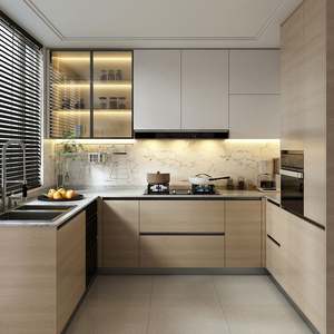 Sistema de Gabinetes de Cocina de Nogal Macizo Hechos a Mano con Incrustaciones de Bronce, Mecanismos de Cierre Suave, Serie de Diseño - Product Image 5