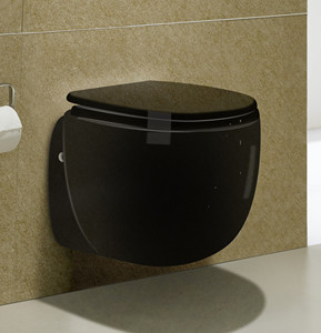 Toilette murale en céramique de couleur noire, forme irrégulière, toilette Standard suspendue, salle de bains - Product Image 1