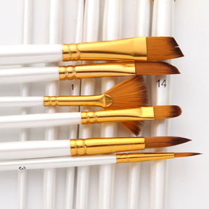 BOMEIJIA Lot de 13 pinceaux en nylon de différentes formes avec manche en bois pour artiste débutant - Product Image 6