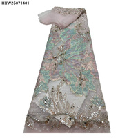 Magnifique Tissu de Brocart de Luxe Lourdement Brodé de Perles, Dentelle Jacquard à Paillettes, Tissu de Dentelle Française Lourdement Perlé pour Mariage