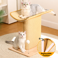 Griffoir vertical en sisal pour chat avec base en bois massif et tapis de griffage remplaçable pour chats de grande taille d'intérieur - Distributeur