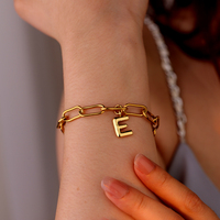À la mode Dainty Trombone Chaîne Bracelets Cubique Zircone A-Z Initiale Bulle Lettre Bracelet pour Femmes Bijoux Cadeaux