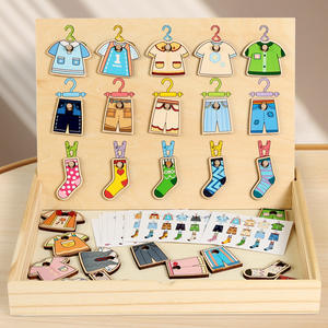 Niños Educación Temprana Diversión Ropa colgante Forma de juguete Color Ropa de madera cognitiva Juguete a juego Niños Juguetes educativos de madera - Product Image 1