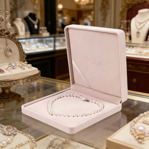 Collier personnalisé en perles avec pendentif, longue chaîne, boîte à bijoux, emballage cadeau, boîte à bijoux carrée rose, emballage en velours pour bijoux - Product Image 2