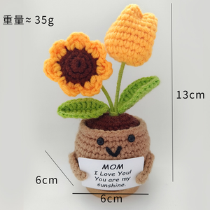 Wholesale Acrylic <b>Puff</b> Flower Crochet Doll Gifts with Card Thank You for Birthday and Christmas Home/Office Decor - Product Image 6