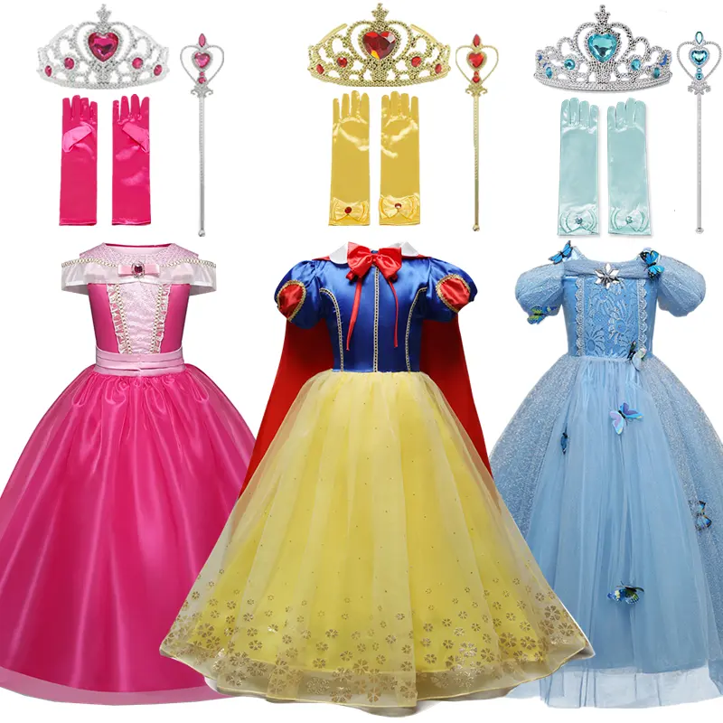 16 Styles Summer Princess Dress For Girls Snow White Cosplay Costume Puff Sleeve Kids Dress Children Party Birthday Fancy Gown