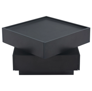 360 °   <span class=keywords><strong>Table</strong></span> <span class=keywords><strong>basse</strong></span> rotative noire avec 2 étagères et rangement, <span class=keywords><strong>design</strong></span> bicolore, <span class=keywords><strong>table</strong></span> de rangement pour salon, armoire centrale - Product Image 5