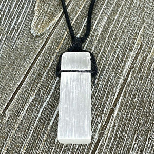 Natural Stone Rectangle Pendant Necklace <b>Rope</b> <b>Chain</b> Gemstone Jewelry White Crystal Gift for Women - Product Image 5