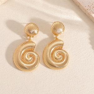 Jingciren Boutique European and American Cross-border Heavy <b>Industry</b> Pattern Conch Style <b>Earrings</b> High Personality Exaggerated - Product Image 4