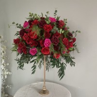 Hochzeits dekor Faux Tropical Greenery Floral Ball Große weiße grüne künstliche Seide Rose Tisch Herzstück Blume für Arrangement