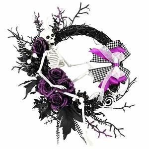 Guirlande d'Halloween en plastique avec crâne, nœud et feuille d'érable, décoration suspendue réutilisable pour l'extérieur, accessoires de fête pour maison hantée - Product Image 2