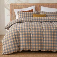 Ensemble de housse de couette réversible 3 pièces en polyester lavé à 100 %, série Noël, à carreaux, doux, respirant, lavable en machine, taille King, pour chambre