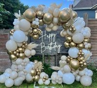 171 pièces Décorations de ballons bohèmes chic blanc sable et or pour mariage, baby shower, fête de fiançailles, anniversaire, Saint-Valentin